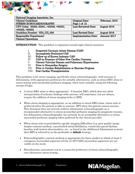 Clinical Guidelines STRESS ECHOCARDIOGRAPHY