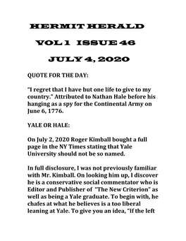 Hermit Herald Vol 1 Issue 46 July 4, 2020