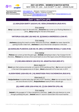 Day 2 Match-Ups