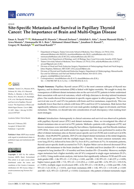 Site-Specific Metastasis and Survival in Papillary Thyroid Cancer