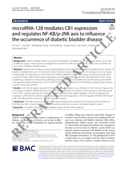 Microrna-128 Mediates CB1 Expression and Regulates NF-KB/P