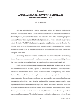 Chapter 3—Arizona's Hydrology, Population and Border with Mexico