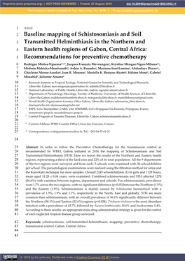 Baseline Mapping of Schistosomiasis and Soil Transmitted Helminthiasis in the Northern and Eastern Health Regions of Gabon, Cent