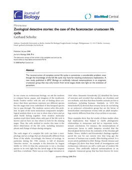 Zoological Detective Stories: the Case of the Facetotectan Crustacean Life Cycle Biomedcentral