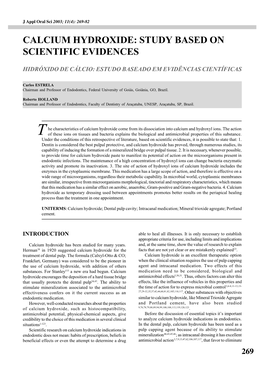 Calcium Hydroxide: Study Based on Scientific Evidences