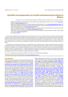 Checklist of Ectoparasites of Cricetid and Heteromyid Rodents in México