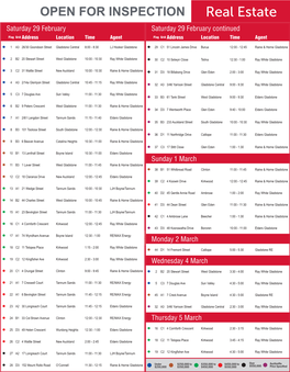 Real Estate Saturday 29 February Saturday 29 February Continued Flag Grid Address Location Time Agent Flag Grid Address Location Time Agent