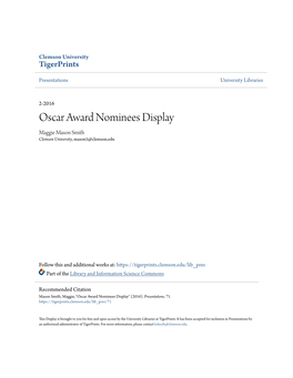Oscar Award Nominees Display Maggie Mason Smith Clemson University, Mason5@Clemson.Edu