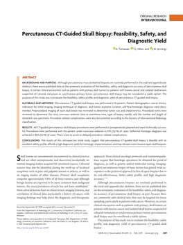 Percutaneous CT-Guided Skull Biopsy: Feasibility, Safety, and Diagnostic Yield