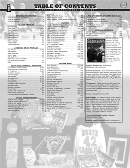 Table of Contents Carolina Basketball 2005-06