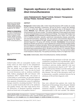 Diagnostic Significance of Colloid Body Deposition in Direct Immunofluorescence