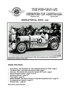 Pre-War MG Newsletter July 2016