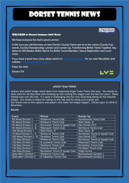 Dorset Tennis News