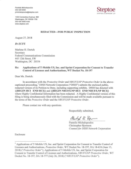 DISH") Submits the Enclosed Public, Redacted Version of Its Petition to Deny, Including Supporting Exhibits