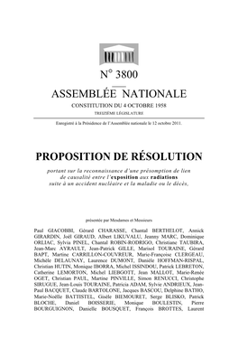 N° 3800 Assemblée Nationale Proposition De Résolution