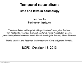 Temporal Naturalism: Time and Laws in Cosmology