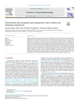 Neurosteroids and Neuropathic Pain Management Basic Evidence And