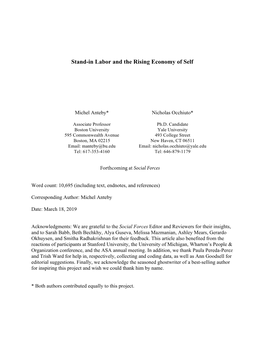 Stand-In Labor and the Rising Economy of Self