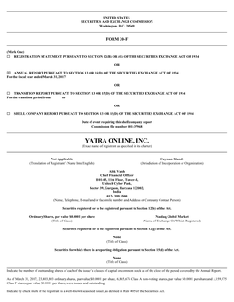 YATRA ONLINE, INC. (Exact Name of Registrant As Specified in Its Charter)