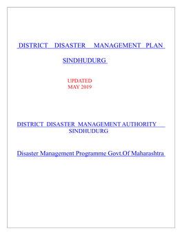 DISTRICT DISASTER MANAGEMENT PLAN SINDHUDURG Disaster