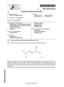 Inhibitors of the Proline Racemase of Trypanosoma Cruzi