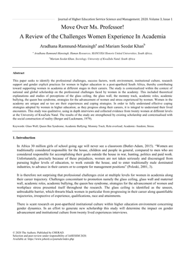 A Review of the Challenges Women Experience in Academia