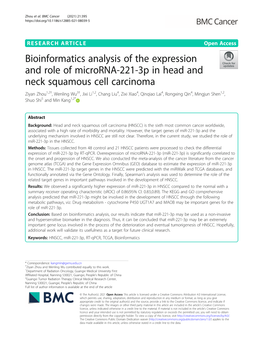 Bioinformatics Analysis of the Expression and Role of Microrna