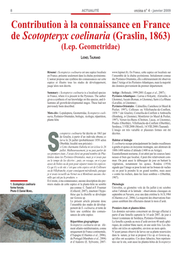 Contribution À La Connaissance En France De Scotopteryx Coelinaria (Graslin, 1863) (Lep