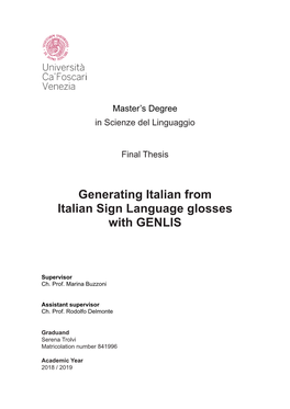 Generating Italian from Italian Sign Language Glosses with GENLIS