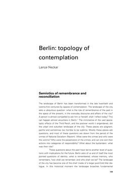 Berlin: Topology of Contemplation