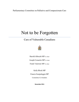 Not to Be Forgotten: Care of Vulnerable Canadians