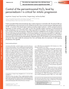 Control of the Pericentrosomal H2O2 Level by Peroxiredoxin I Is Critical for Mitotic Progression