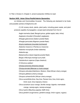 Section 3435. Asian Citrus Psyllid Interior Quarantine. (C) Articles and Commodities Covered