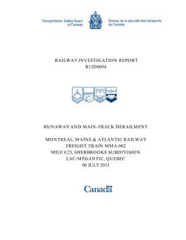 Railway Investigation Report R13d0054