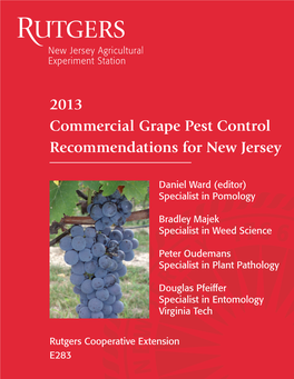 2013 Commercial Grape Pest Control Recommendations for New Jersey