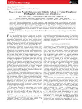 Sinophysis and Pseudophalacroma Are Distantly Related to Typical Dinophysoid Dinoﬂagellates (Dinophysales, Dinophyceae)