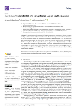 Respiratory Manifestations in Systemic Lupus Erythematosus