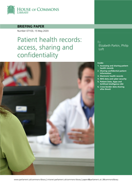 Patient Health Records: by Elizabeth Parkin, Philip