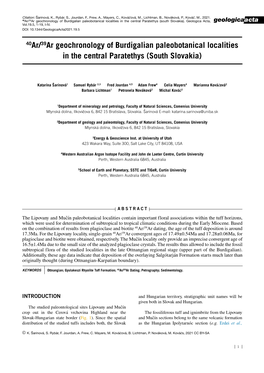 40Ar/39Ar Geochronology of Burdigalian Paleobotanical Localities in the Central Paratethys (South Slovakia)