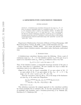 Arxiv:Math/9806021V2 [Math.AT] 31 Mar 1999