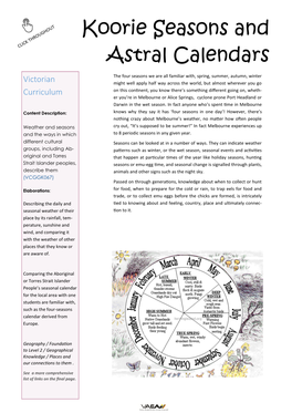 Koorie Seasons and Astral Calendars