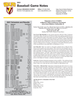 Baseball Game Notes