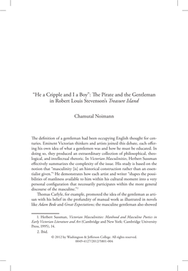 “He a Cripple and I a Boy”: the Pirate and the Gentleman in Robert Louis Stevenson’S Treasure Island