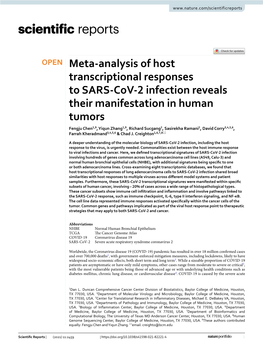 Meta-Analysis of Host Transcriptional Responses to SARS-Cov-2 Infection