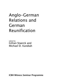 Anglo-German Relations and German Reunification