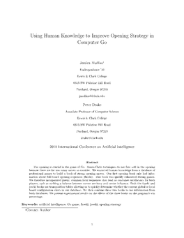 Using Human Knowledge to Improve Opening Strategy in Computer Go