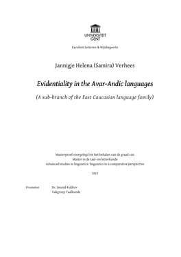 Evidentiality in the Avar Evidentiality in the Avar-Andic Languages Andic