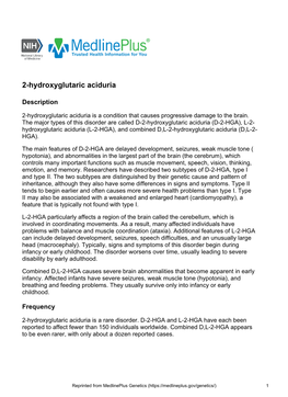 2-Hydroxyglutaric Aciduria