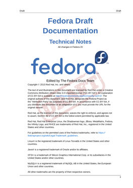 Technical Notes All Changes in Fedora 20