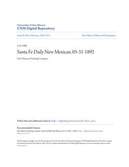 Santa Fe Daily New Mexican, 05-31-1892 New Mexican Printing Company